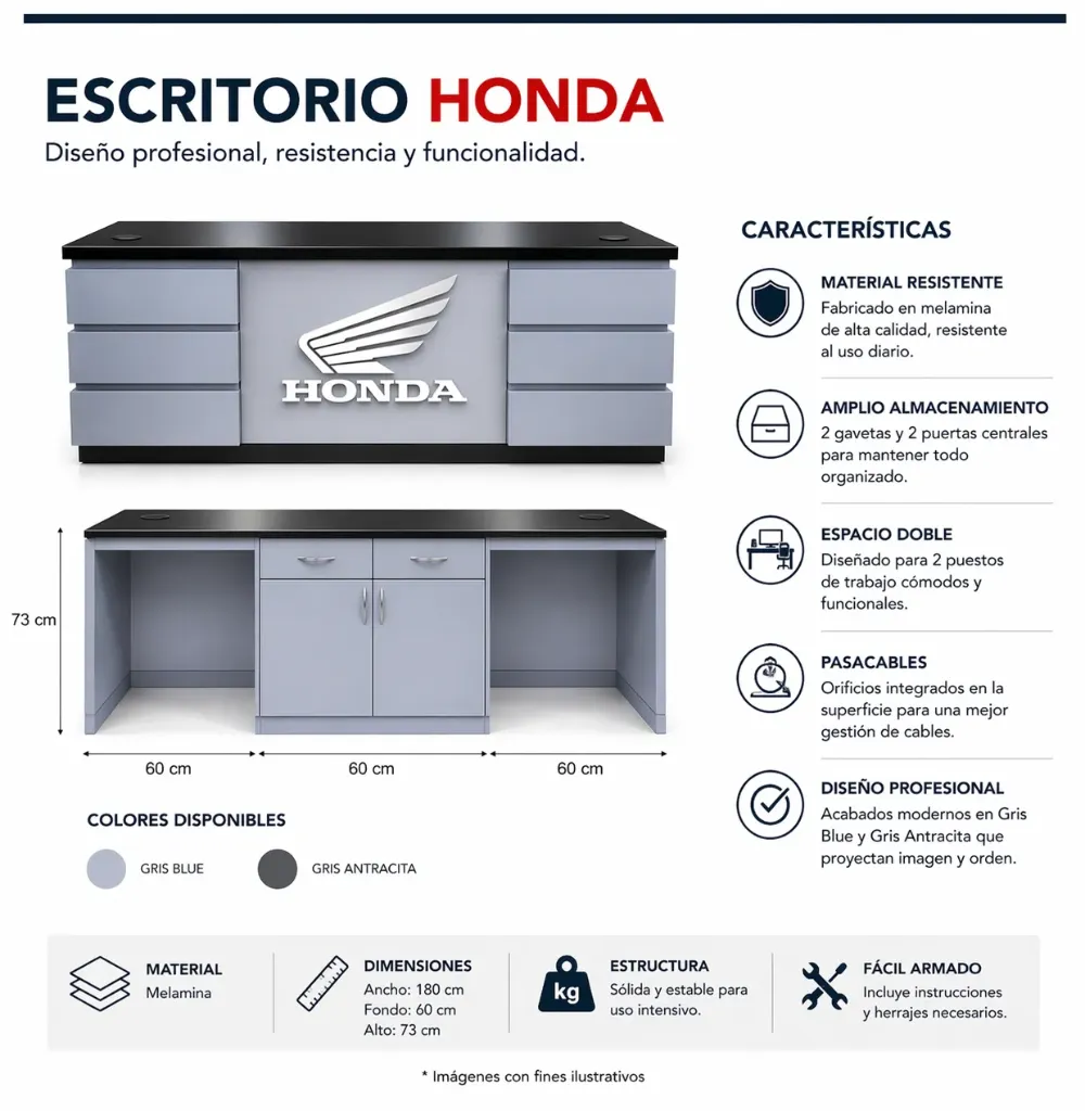 [A2526H] JISANOVA - ESCRITORIO DOBLE AXIS - A2526H